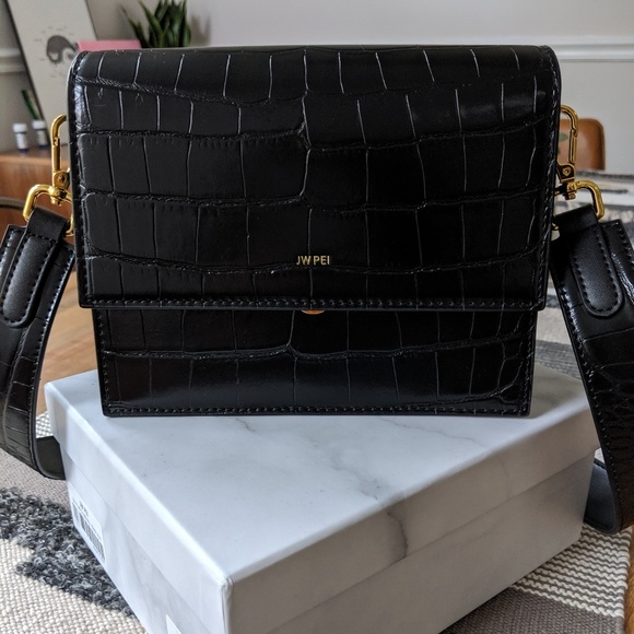 mini flap bag brown croc